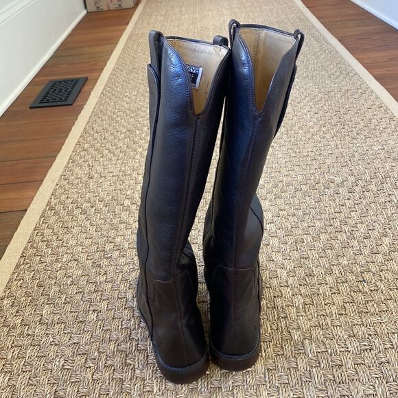 Beautiful Dark Brown Leather Pull On Riding Boots By Frye - Picture 6 of 10
